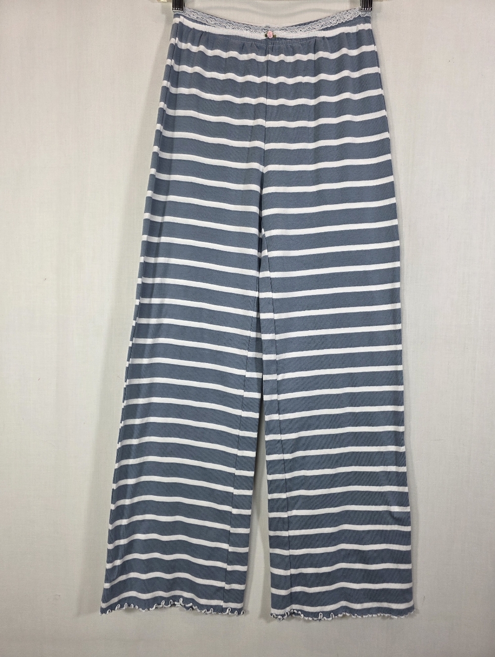 Messy Bun Just Chillin Blue White Striped Pajama Pants Cotton XS